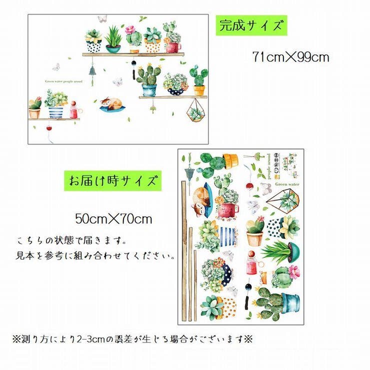 ウォールステッカー 多肉植物モチーフ ウォールシール | PlusNao | 詳細画像9 