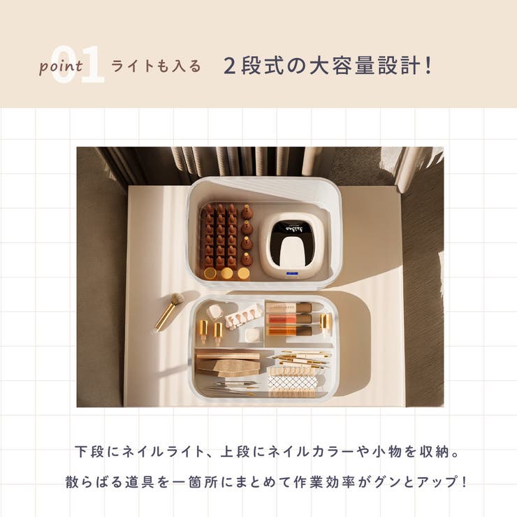 ネイル用品収納ケース 収納ボックス ネイルボックス | PlusNao | 詳細画像4 