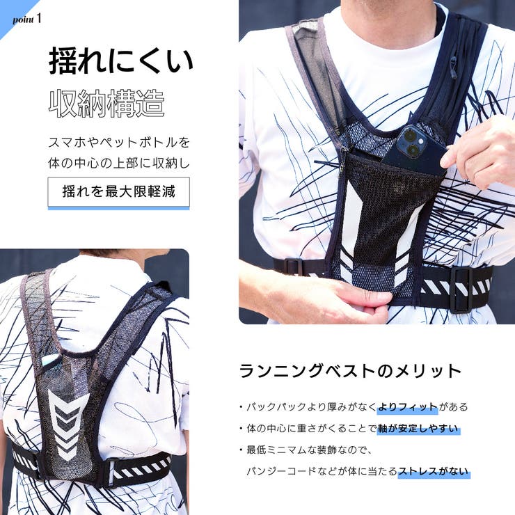 ランニグポーチ ランニングベスト チェストバッグ | PlusNao | 詳細画像3 