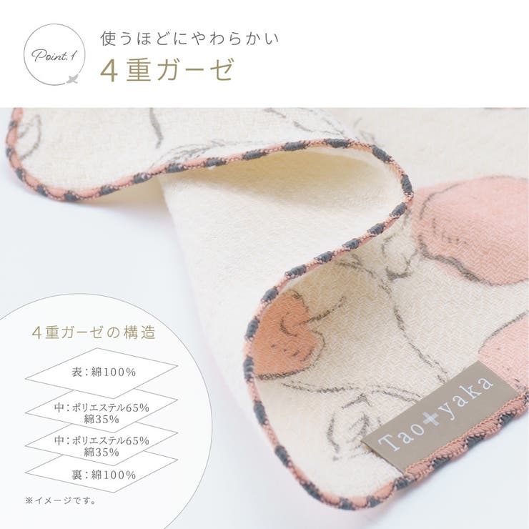 4重ガーゼハンカチ 日本製 綿100% | PlusNao | 詳細画像3 