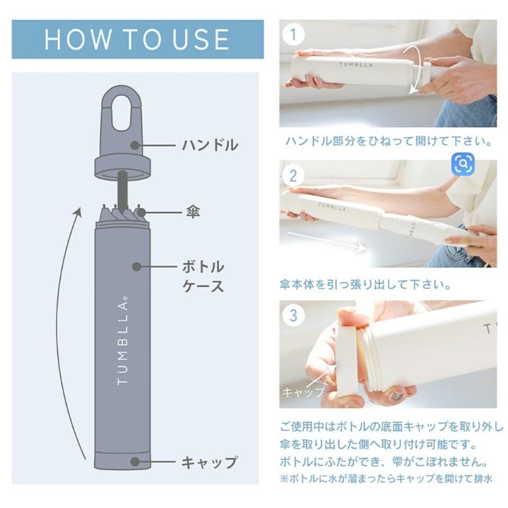 タンブラ TUMBLLA ボトル型ケース付き折りたたみ傘 | PlusNao | 詳細画像5 