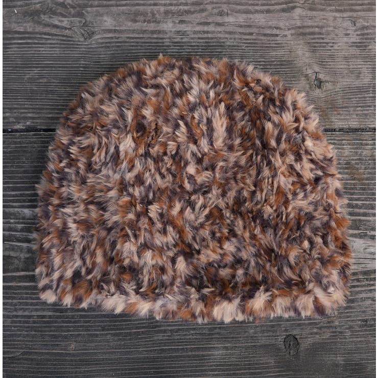 ブラウン | LEOPARD FUR KNIT/ヒョウファーニットビーニー | FADEN