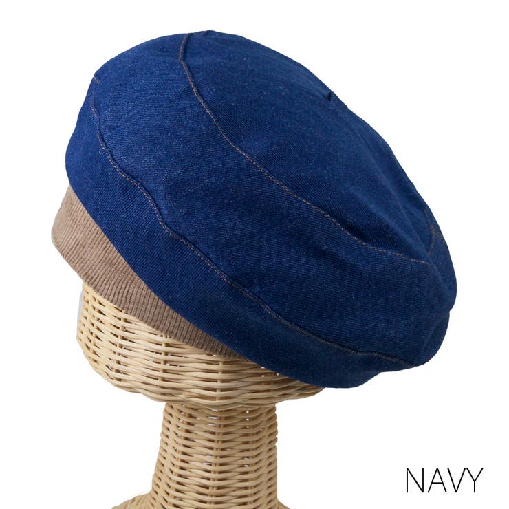 ネイビー | Denim rib Beret | FADEN