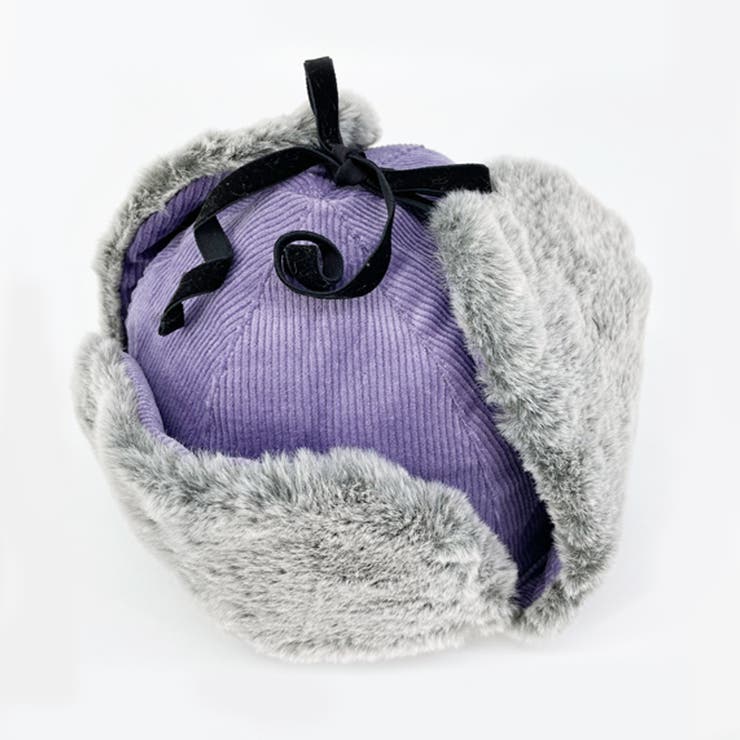 パープル | コーディロイ ミックスファー フライトキャップ | FADEN