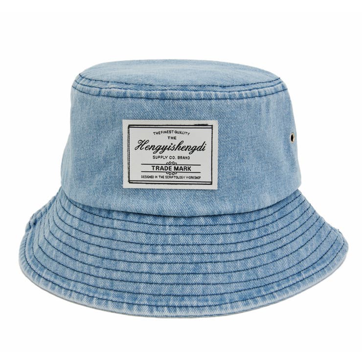 ライトブルー | polcadot ワッペン デニムバケットハット | FADEN