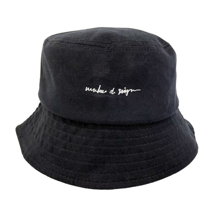 ブラック | polcadot 刺繍ロゴコットンバケットハット | FADEN