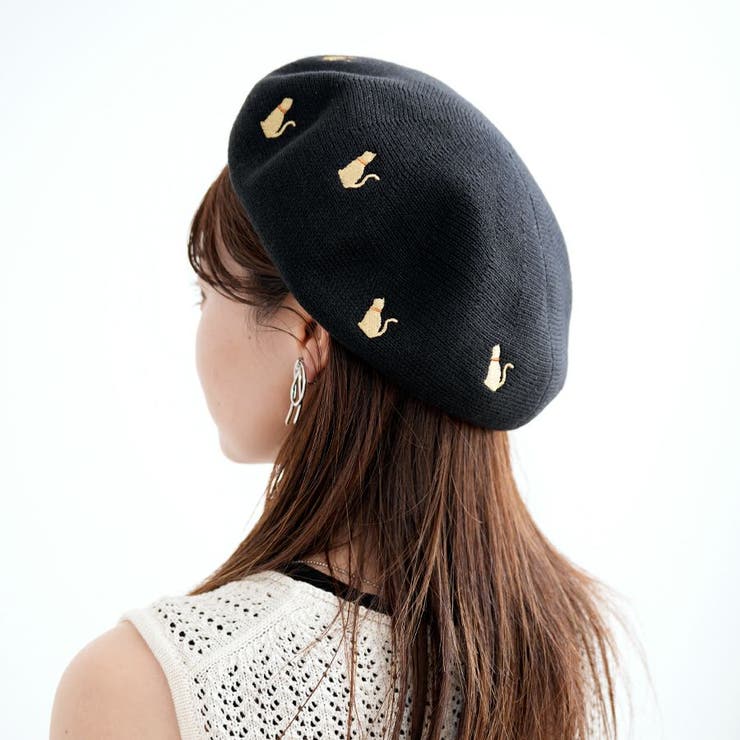 ねこ刺繍ベレー帽子[品番：SNYW0000820]｜FADEN（ファデン）の