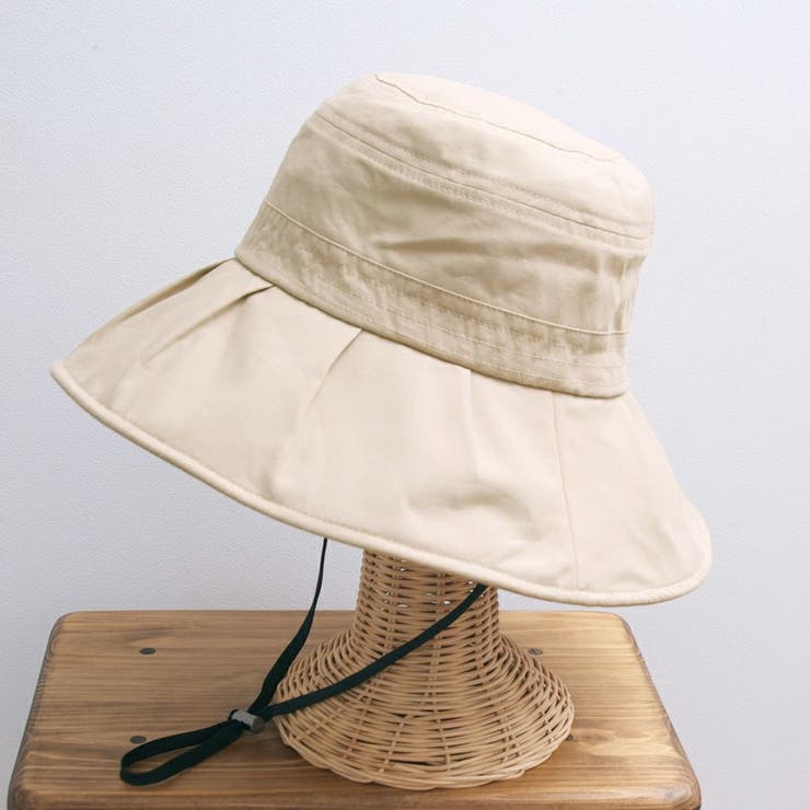 ベージュ | 【かぶれる日傘】ギャザーハット(ストラップ付き) | FADEN