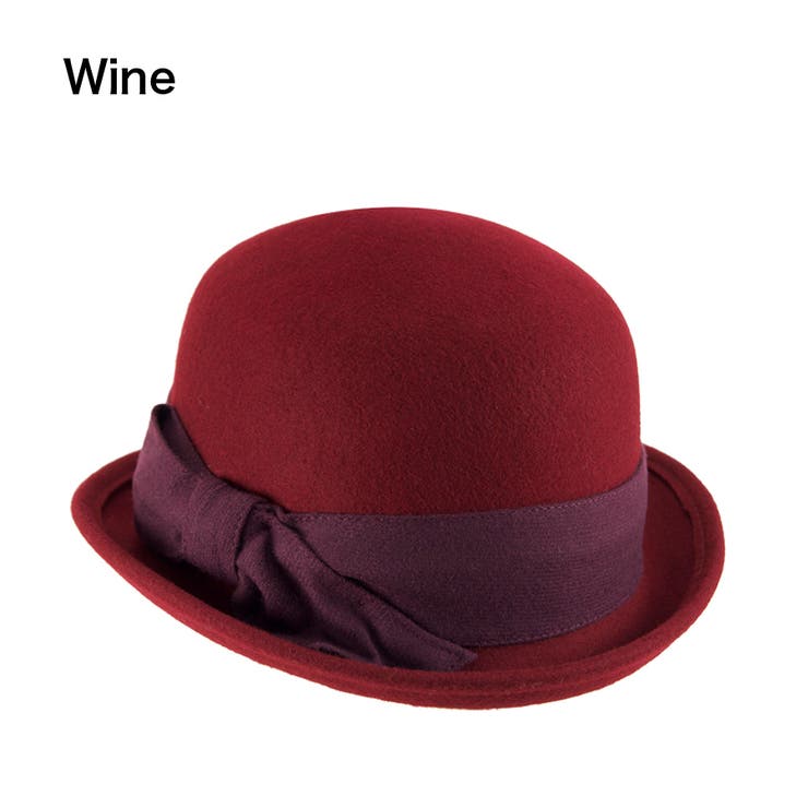 ワイン | [polcadot] アシンメトリー リボンボーラーハット | FADEN