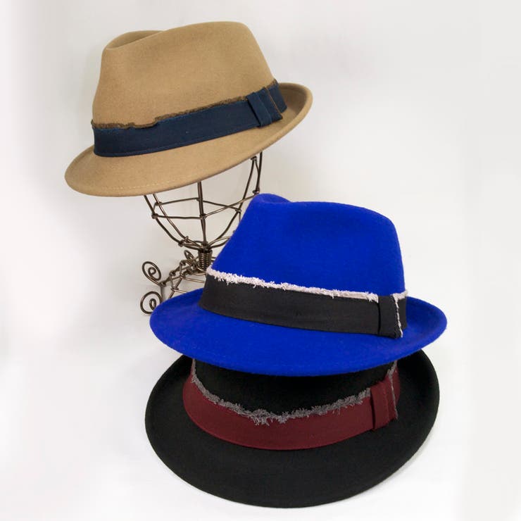 [polcadot]ダメージ ベルトフェルト中折れ 帽子 | FADEN | 詳細画像1 