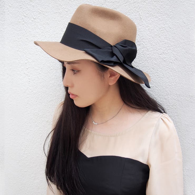 [polcadot]クラシカルリボン ロングブリム中折ハット 帽子 秋 秋冬 | FADEN | 詳細画像2 