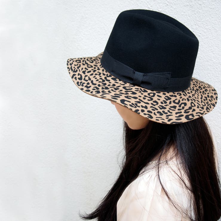 [polcadot]バイカラー レオパードロングブリム中折ハット 帽子 | FADEN | 詳細画像2 