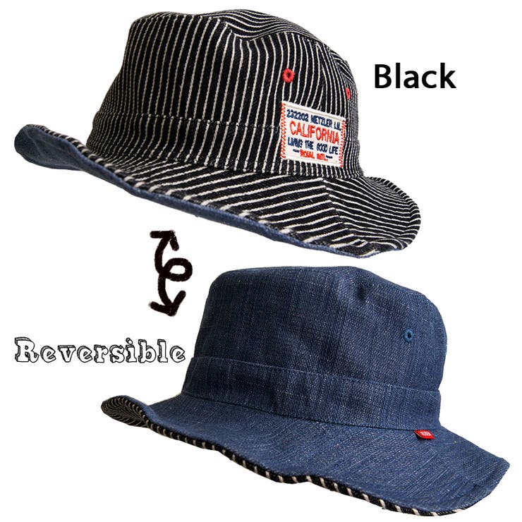 ブラック | Ruben ヒッコリー リバーシブルバケットハット | FADEN