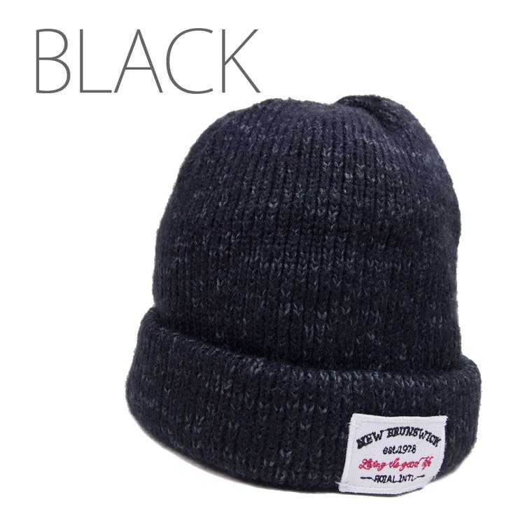 ブラック | [Ruben]ワッペンmixニット帽 秋冬 男女兼用 | FADEN