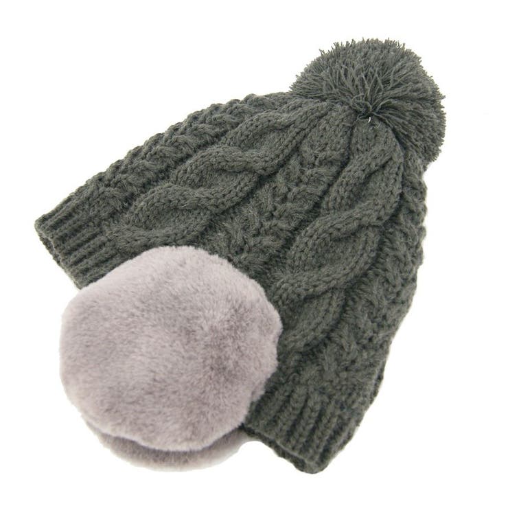 グレー | EAR COVER BONBON WATCH /耳ファーポンポンワッチニット帽 | FADEN