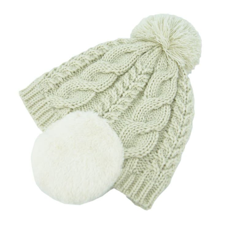 アイボリー | EAR COVER BONBON WATCH /耳ファーポンポンワッチニット帽 | FADEN