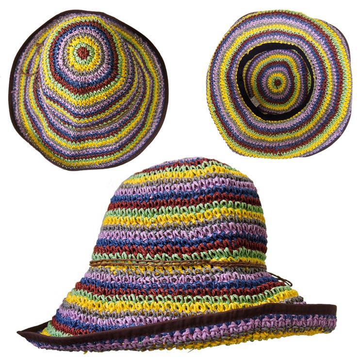 カラフルボーダー ペーパーハット つば広ハット 春夏 紫外線対策 | FADEN | 詳細画像2 