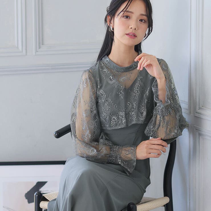 ダークカーキ | ワンピース 体型カバー フォーマルドレス | PourVous