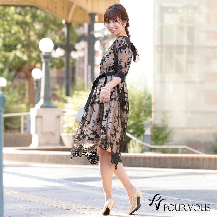 ワンピース結婚式パーティードレスフォーマルドレスドレスお呼ばれフォーマル大きいサイズ服装大人服ミセス他と被らない上品20代30代40代春夏秋冬二次会ファッション体型カバーレディースaライン50代袖あり袖付き袖総レースレース長袖