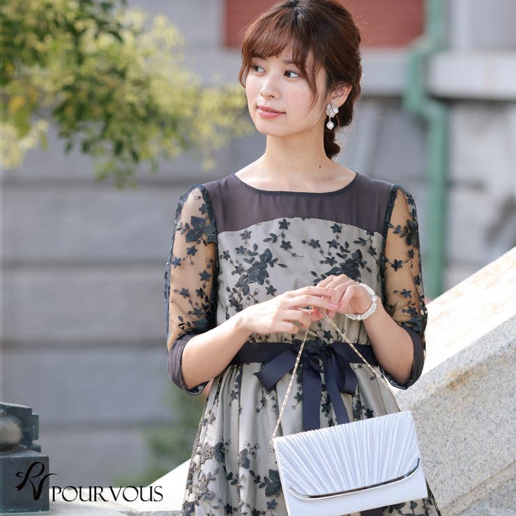 ワンピース結婚式パーティードレスフォーマルドレスドレスお呼ばれフォーマル大きいサイズ服装大人服ミセス他と被らない上品20代30代40代春夏秋冬二次会ファッション体型カバーレディースaライン50代袖あり袖付き袖総レースレース長袖