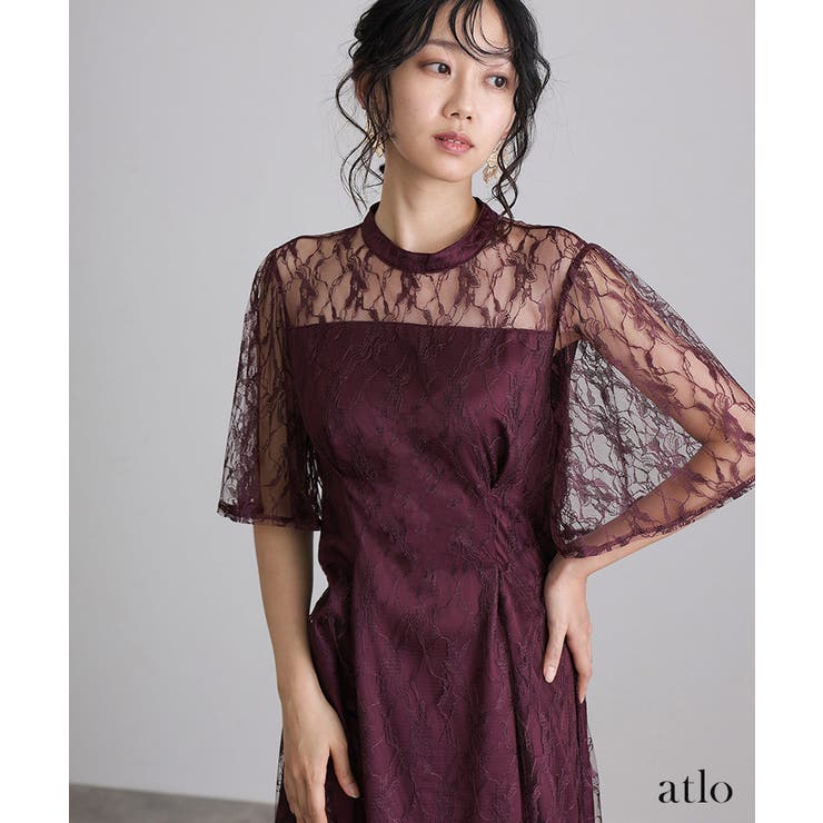 セール】レース切替クロスベルト結婚式ワンピースドレス（ドレス