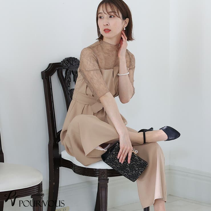 オールインワンパンツドレス オールインワン パンツスーツ パンツドレス[品番：PV000003162