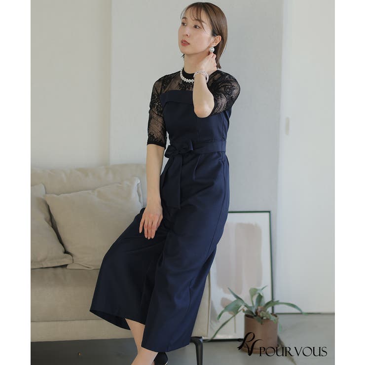 PourVous セットアップパンツドレス 結婚式 PourVous パンツドレス セットアップ パンツスーツ 結婚式