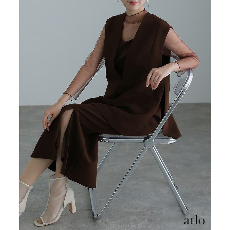 Ameri / TULLE DOCKING DRESS（Ameri TULLE DOCKING DRESS チュール 