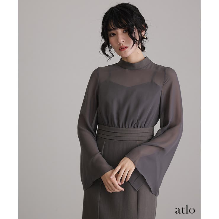 atlo チャコール ワンピース 結婚式 フォーマル スリット atlo チャコール ワンピース 結婚式 フォーマル スリット
