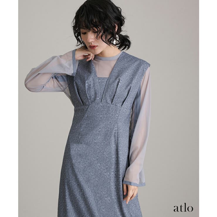 チュールインナー Vネックジレ ワンピース | PourVous | 詳細画像17 