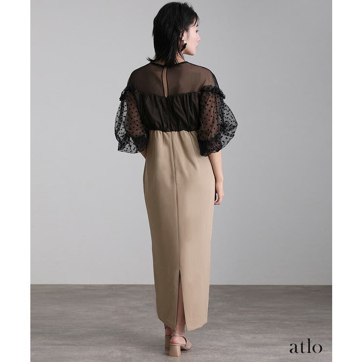 フロッキードット ビスチェ ワンピース[品番：PV000003567]｜PourVous