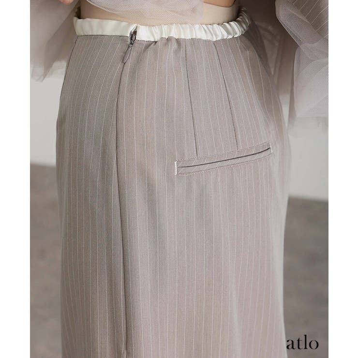 ストライプ ペプラム セットアップ | PourVous | 詳細画像17 