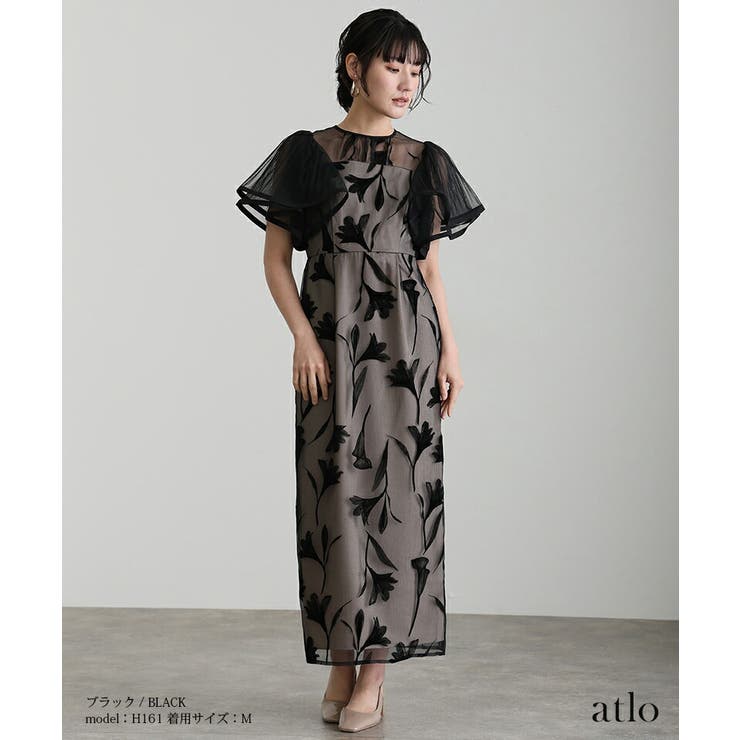 サーキュラースリーブフラワードレス Mサイズ LERURE リルアーサーキュラースリーブフラワードレスMサイズ