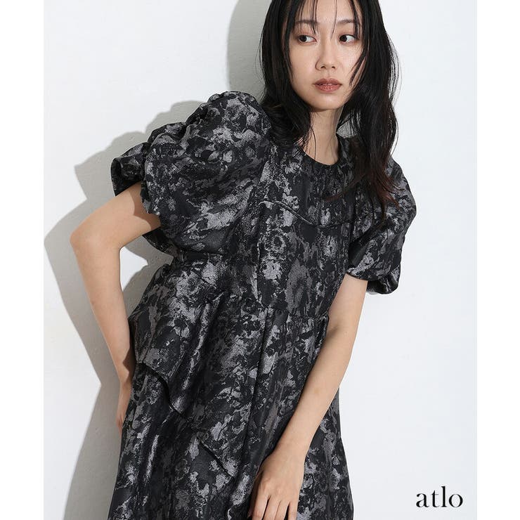 バブルスリーブ ジャガード ワンピース | PourVous | 詳細画像12 