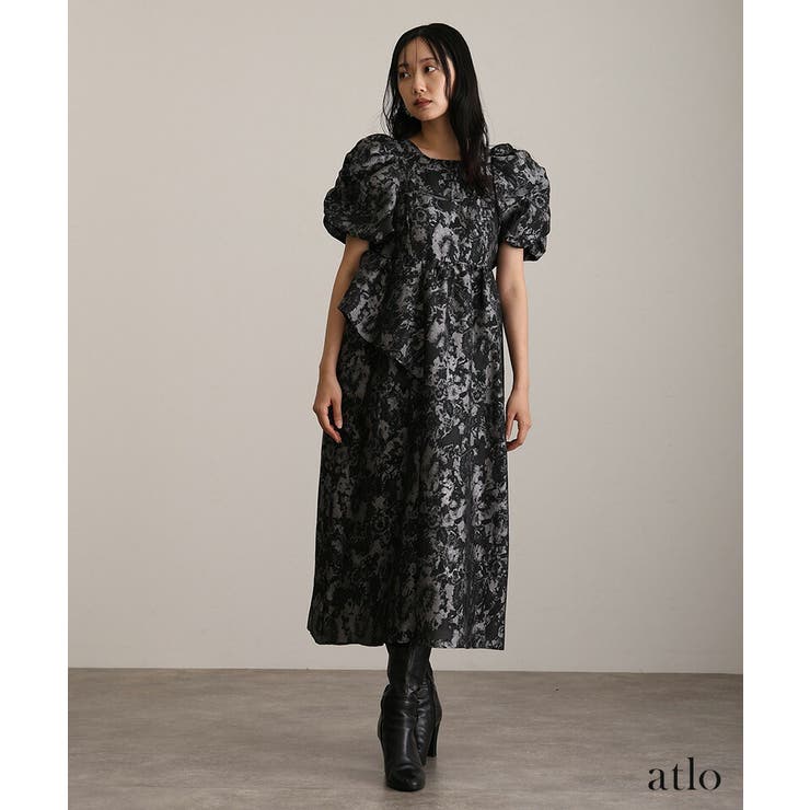 バブルスリーブ ジャガード ワンピース | PourVous | 詳細画像14 