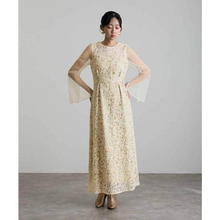 リーフエンブロイダリー バックデザイン パーティードレス | PourVous | 詳細画像11 