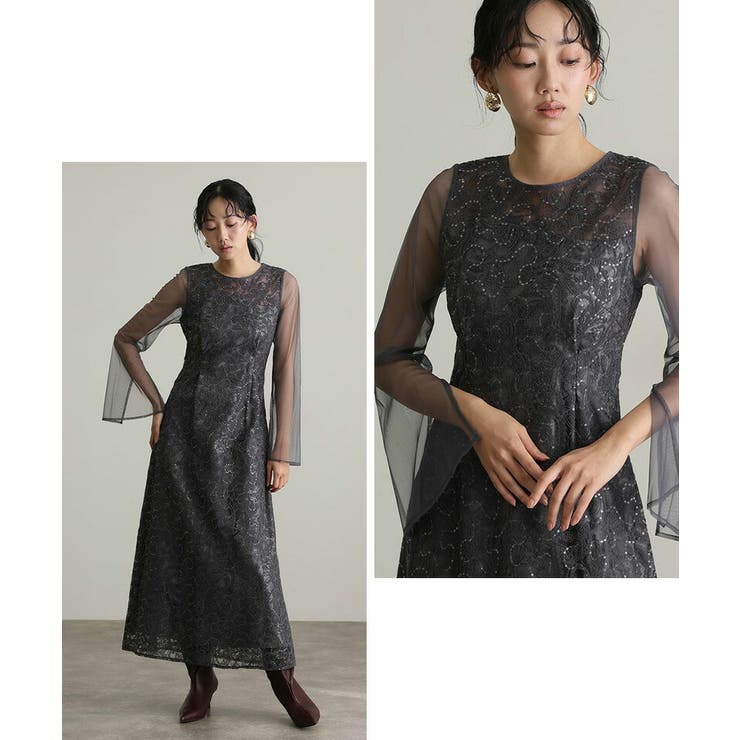 リーフエンブロイダリー バックデザイン パーティードレス | PourVous | 詳細画像13 