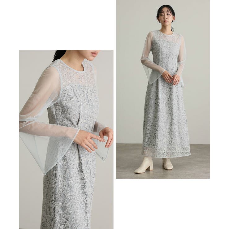 リーフエンブロイダリー バックデザイン パーティードレス | PourVous | 詳細画像16 