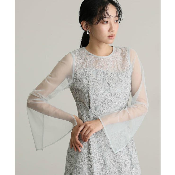 リーフエンブロイダリー バックデザイン パーティードレス | PourVous | 詳細画像17 