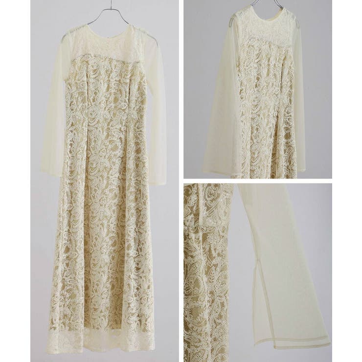 リーフエンブロイダリー バックデザイン パーティードレス | PourVous | 詳細画像18 