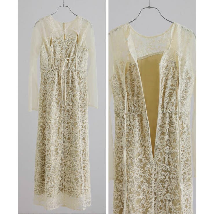 リーフエンブロイダリー バックデザイン パーティードレス | PourVous | 詳細画像19 