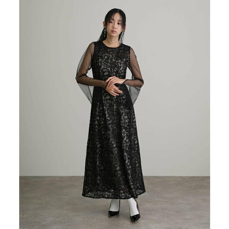 リーフエンブロイダリー バックデザイン パーティードレス | PourVous | 詳細画像6 