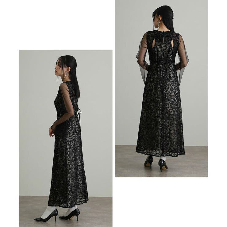 リーフエンブロイダリー バックデザイン パーティードレス | PourVous | 詳細画像7 