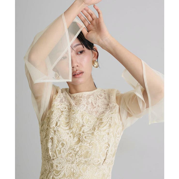 リーフエンブロイダリー バックデザイン パーティードレス | PourVous | 詳細画像9 