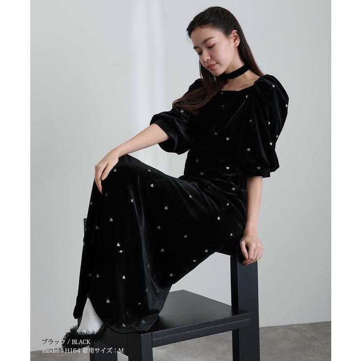 ハート ベロア ワンピース | PourVous | 詳細画像2 