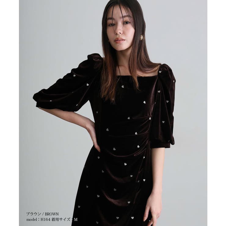 ハート ベロア ワンピース | PourVous | 詳細画像3 