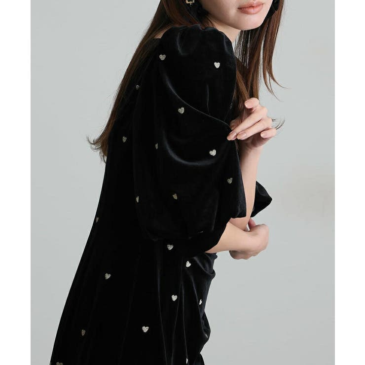 ハート ベロア ワンピース | PourVous | 詳細画像4 