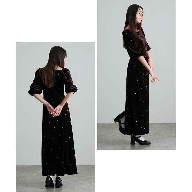 ハート ベロア ワンピース | PourVous | 詳細画像8 