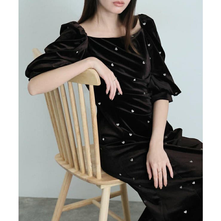 ハート ベロア ワンピース | PourVous | 詳細画像9 