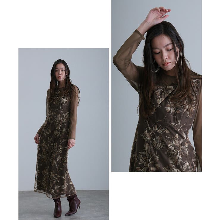 フロントプリーツ フラワー ワンピース | PourVous | 詳細画像8 